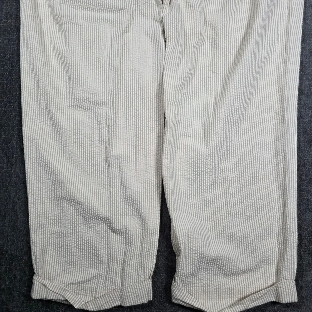 Polo Ralph Lauren Mens 40x31 Seersucker Pleated Pants Tan White Striped Cotton